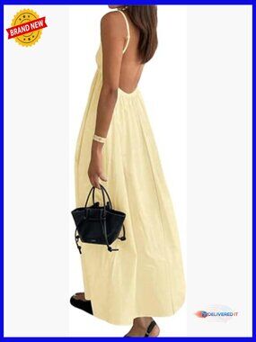 Flowy V-Neck Backless Maxi Dress Summer Boho Sundress